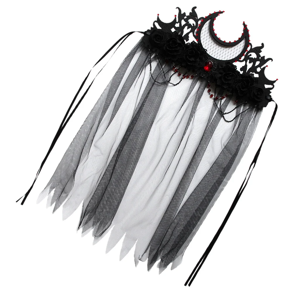 

Готическая тиара, повязка на голову, черная корона на Хэллоуин, вуаль, костюм, аксессуар для вечеринки, головной убор дьявола, ведьмы, маскарад, косплей, панк-сцена