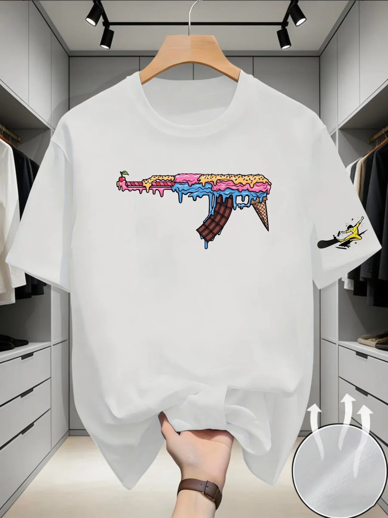 Summer Camping Luxury Men's print T-shirt Crewneck Casual Trend Y2K High-end High Quality Fitness Sports T-shirt Wear for Son