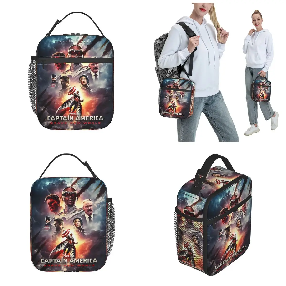 Captain America: Brave New World Accessories Insulated Lunch Bags For Work Food Box Leakproof Cooler Thermal Lunch Boxes