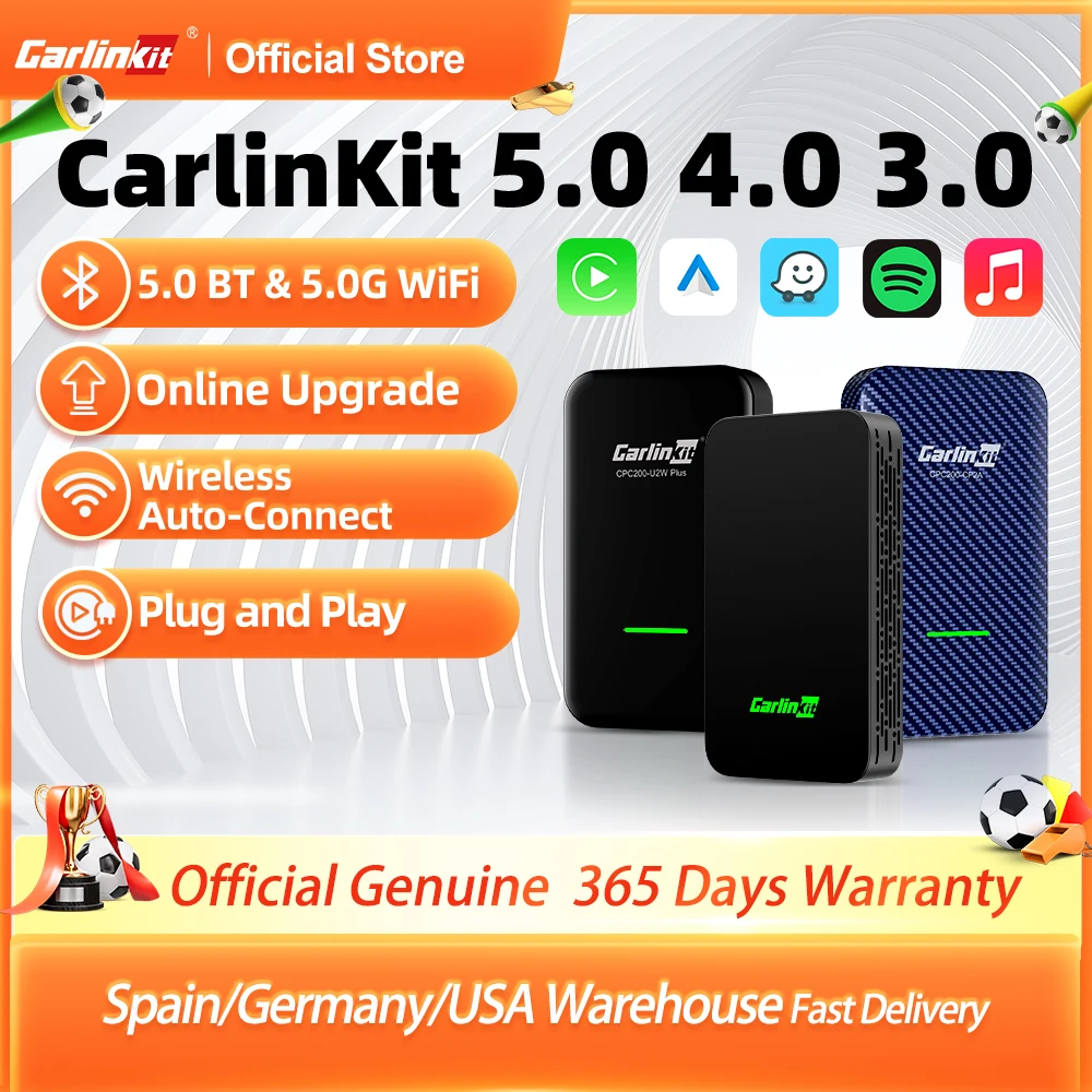 Carlinkit-ワイヤレスカープレイドングル,自動接続,mp4,mp5再生,イヤホン,Android,友人,vw,volvo,toyota,5.0, 4.0, 3.0,用