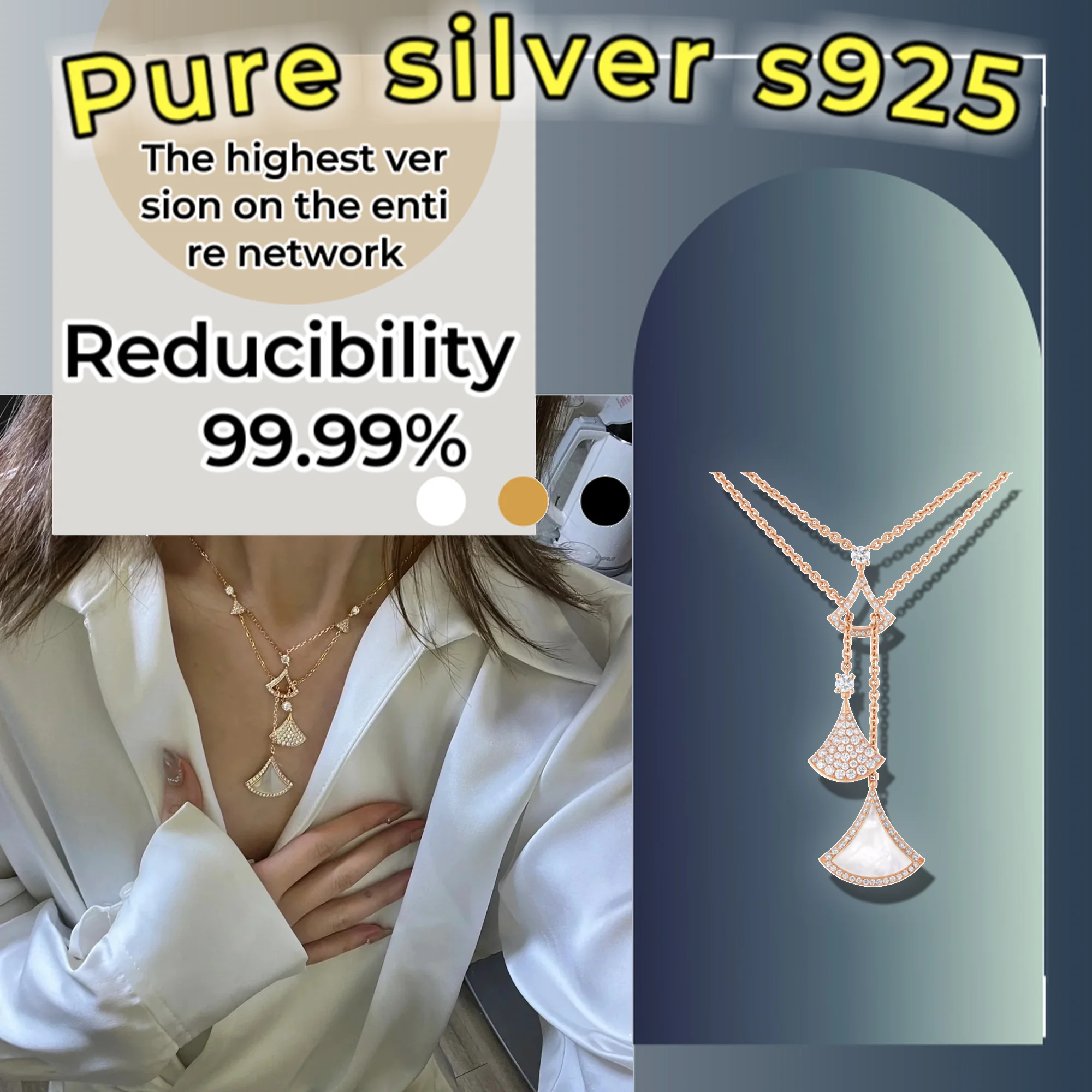 Pure silver s925 DIVAS'DREAM series hollow design pendant elegant temperament party high luxury necklace