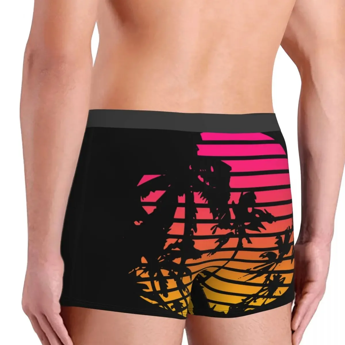 Sous-vêtements tropicaux pour hommes, années 80, Synthwave Vaporwave, punk, rétro, vintage, boxer, culotte, taille moyenne, caleçon pour homme