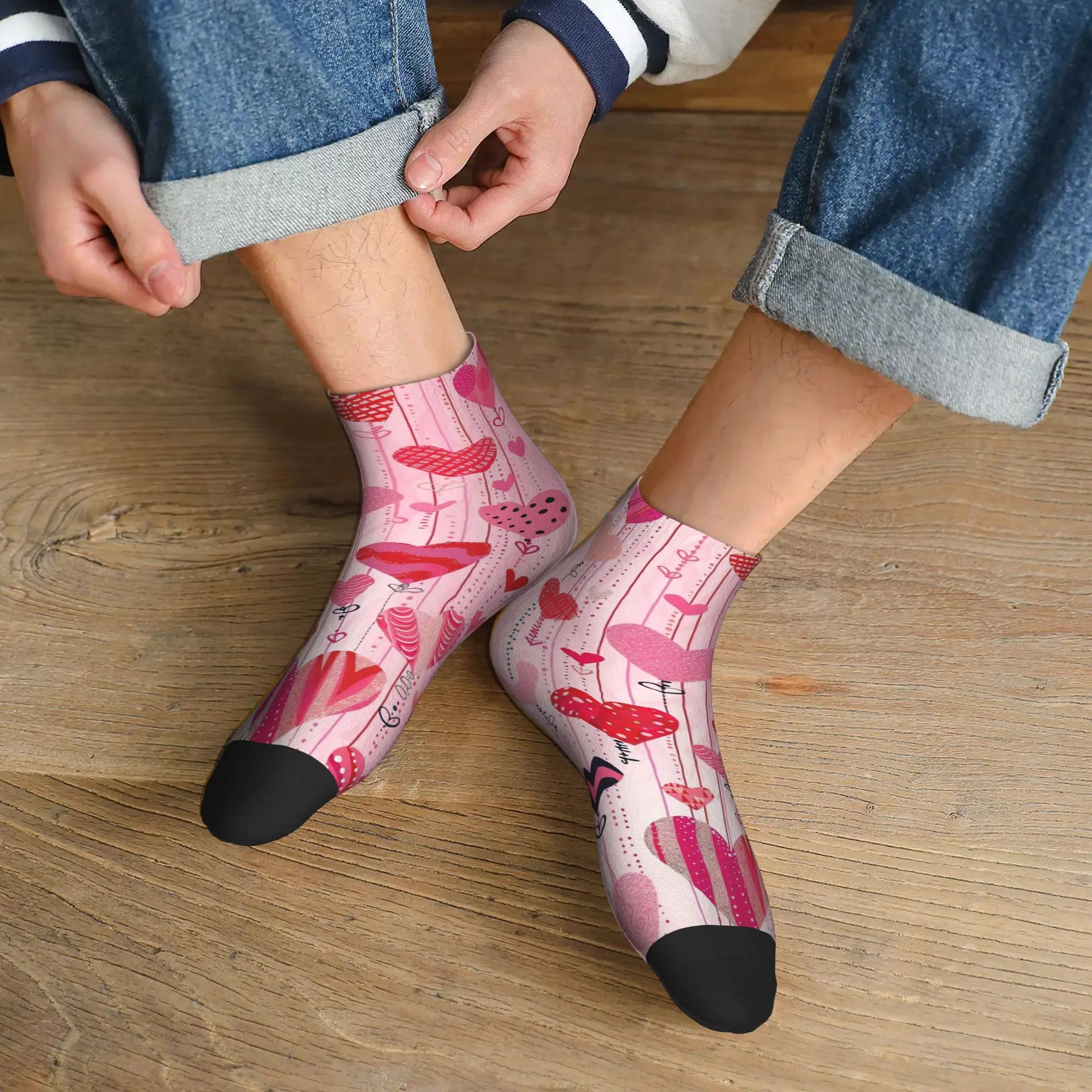 

Heart Print Ankle Socks Cute Heart Suitable for Home Office Travel Soft Comfortable Socks Suitable for Most Foot Shapes