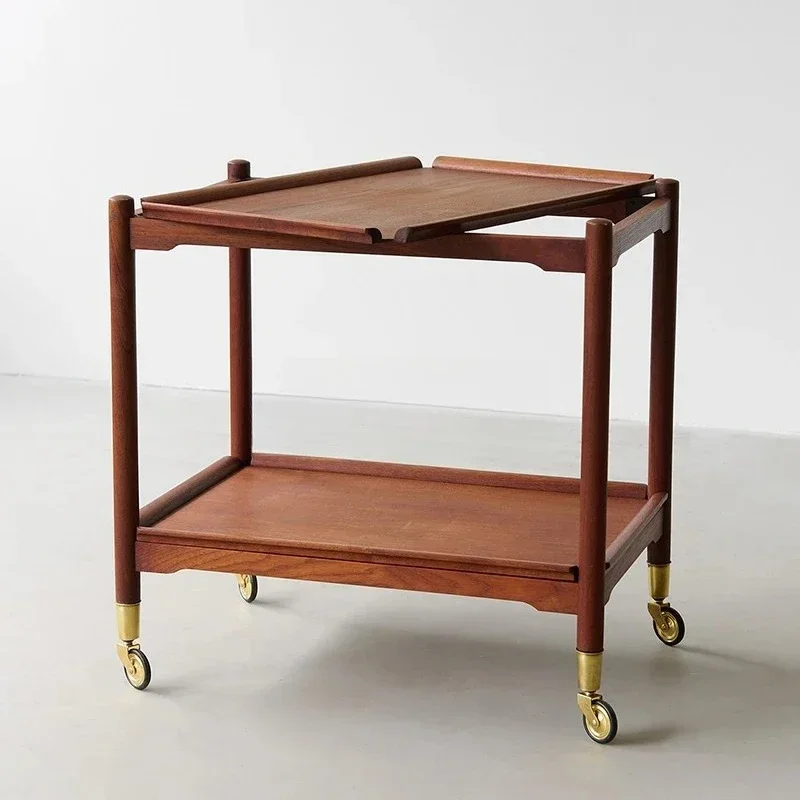 Retro, design trolley side table, oak solid wood