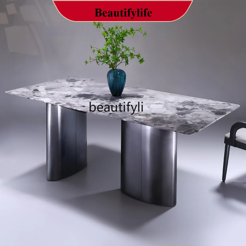 

Marble Dining-Table Italian-Style Light Luxury High-End Dining Table Rectangular New Homehold Dining Table G1218