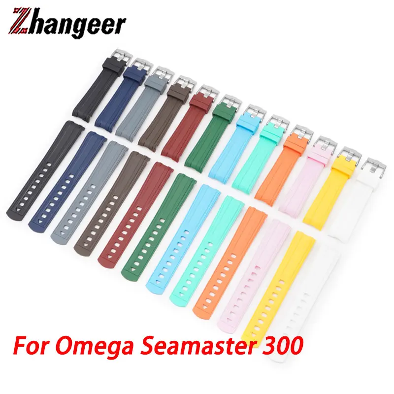 Rubber Silicone Watch Bands Fit For Omega Seamaster 300 Swatch Bracelet 20mm Soft Black Blue White Red Gray Watch Strap Belt