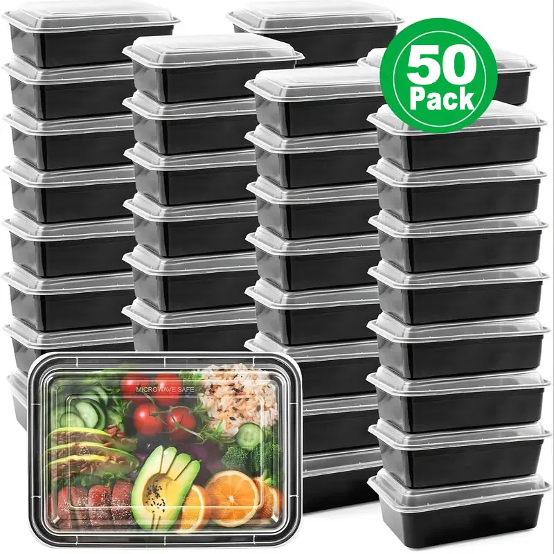 Einweg-Lebensmittelbehälter mit Deckel, auslaufsicherer Kunststoff, Bento-Lunchbox, Kühlschrank, Frischhalteboxen, Küche, Lebensmittelaufbewahrung, Geschirr