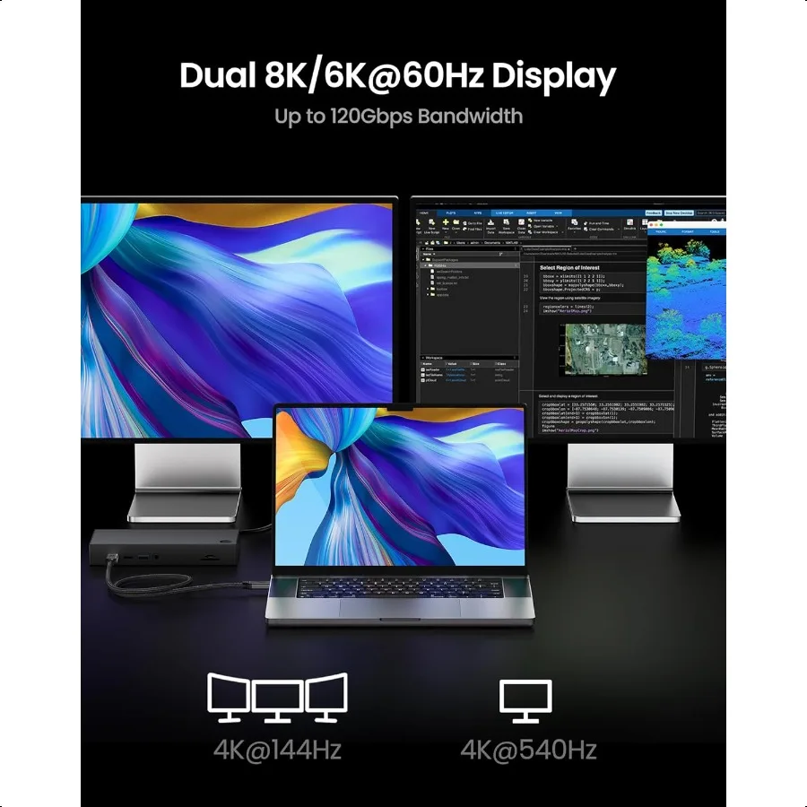 USB 4 80 جيجابت في الثانية لكابل Thunderbolt 5 بطول 5 أقدام [معتمدة USBBIF] ما يصل إلى عرض النطاق الترددي إلى 120 جيجابت في الثانية لكابل شاشة USB C المضفر المزدوج 8K 240 وات