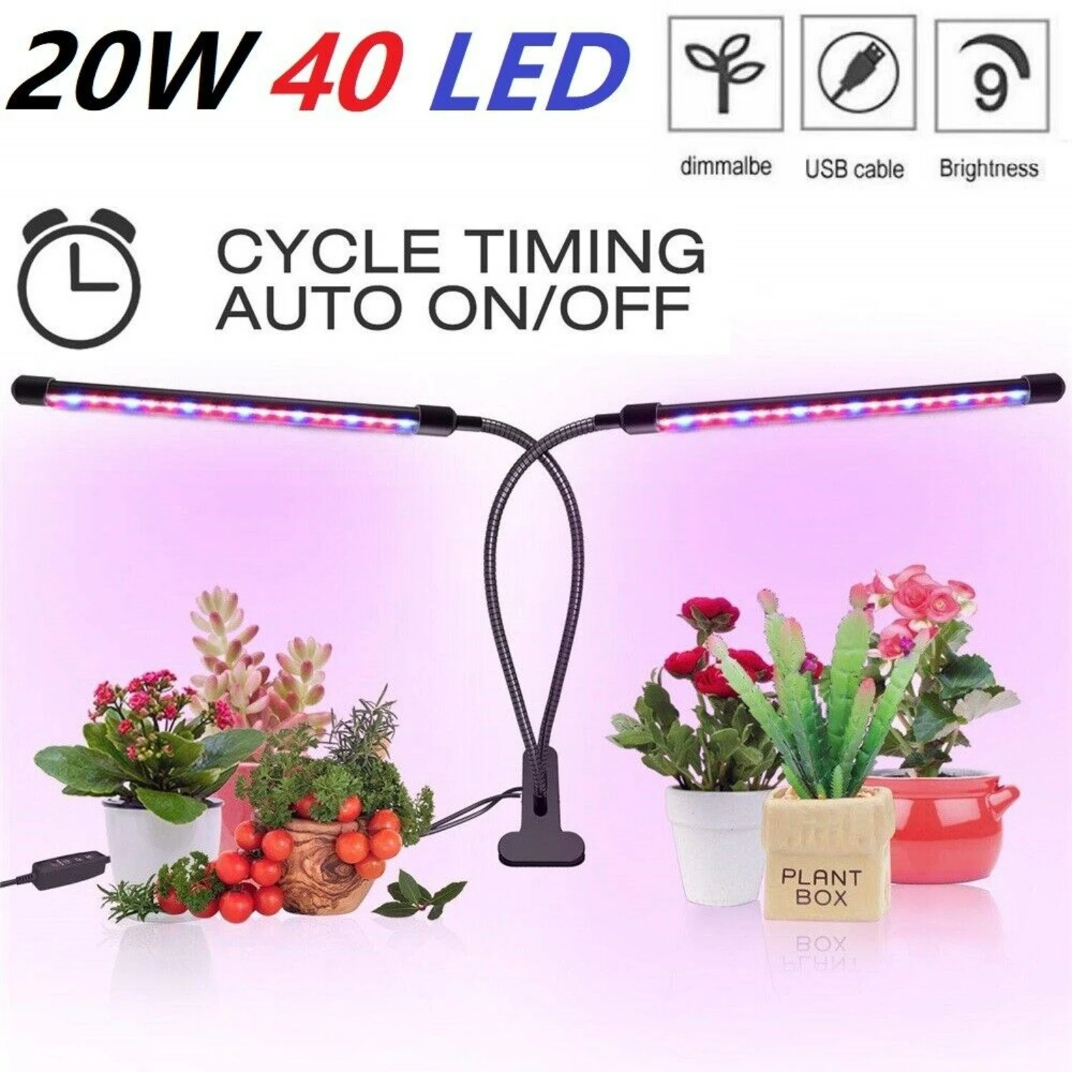 

Adjustable and energy-efficient full spectrum LED gooseneck grow light lamp for boosting indoor plant growth. This flexible hydr