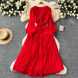 sweet Edible Tree Fungus Dress Lantern Sleeve Beach Vacation Women Korean Fashion Summer chiffon dresses