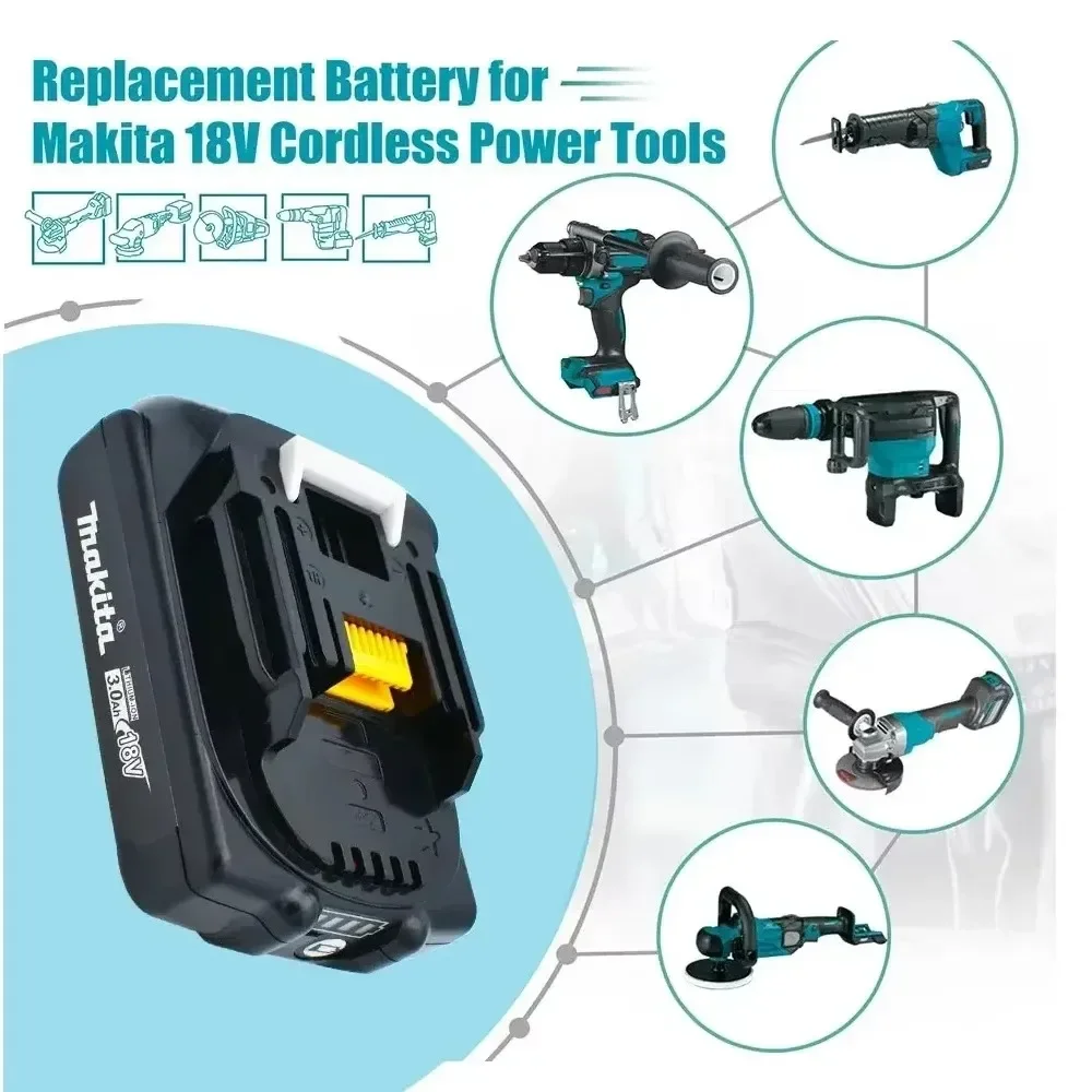 18V Makita 3000mAh Rechargeable Battery BL1830 BL1830B BL1840 BL1840B BL1850 BL1850B Makita Power Tools Battery