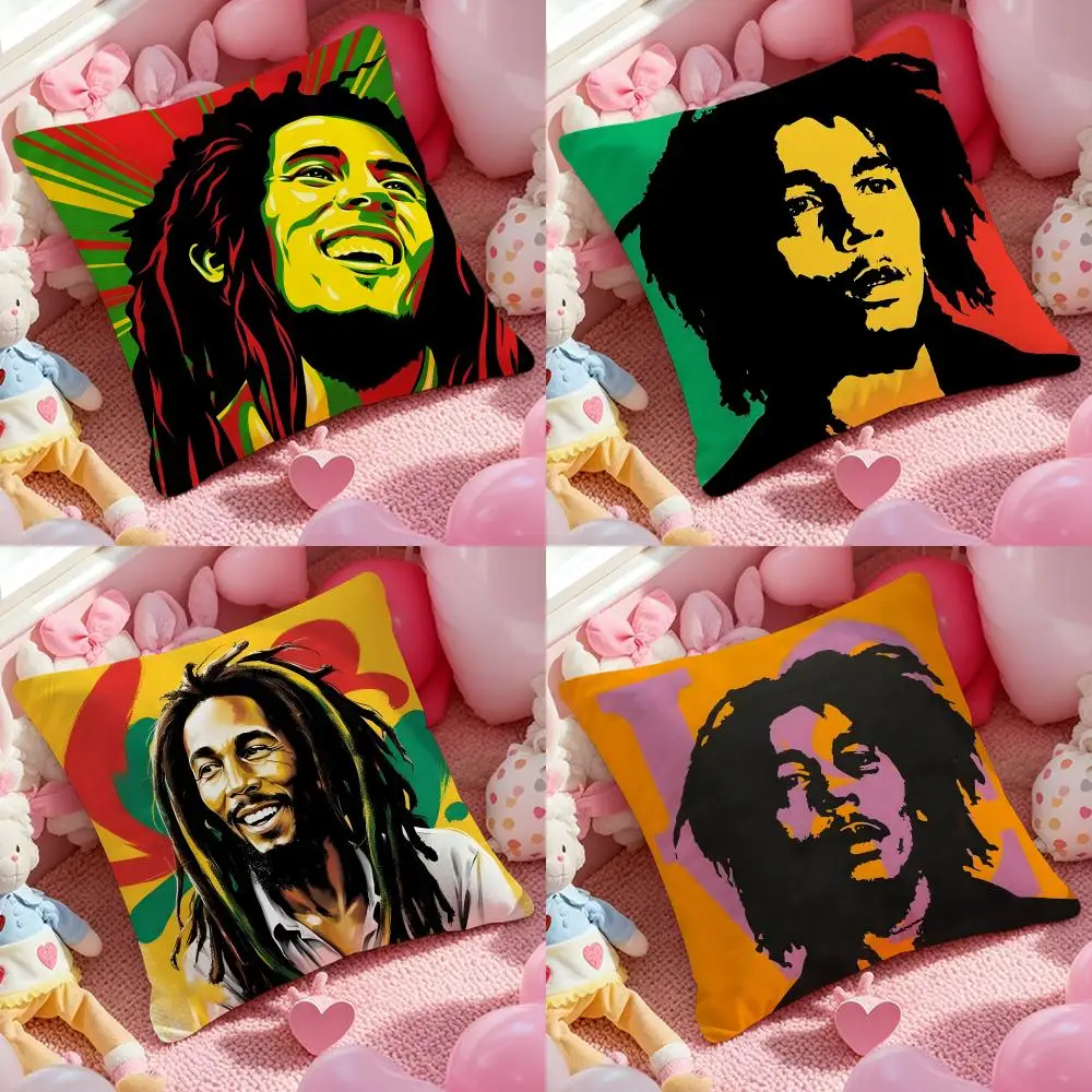 B-Bob M-Marley Singer Cushion Cover Pattern Printed Pillowcase for Living Room Sofa Cushion Cover & Bedroom Decor