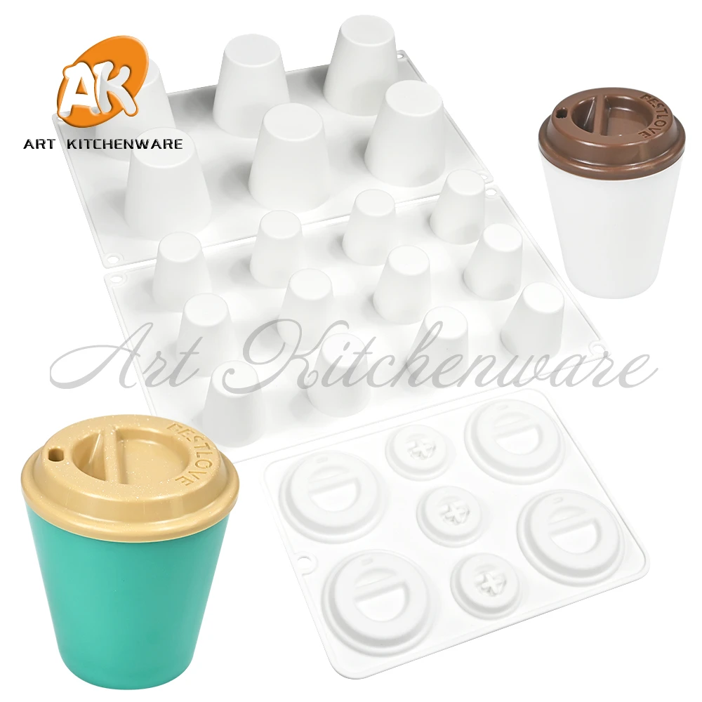 Molde de silicona para Mousse, diseño de taza de café, caramelo, Chocolate, pastel, galleta, Cupcake, molde de jabón, molde de Chocolate cuadrado rectangular DIY