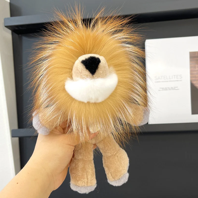 

Fox Fur Lion Keychain Wool Keychain For Bags Ornament Plush Keyring Stuffed Animal Car Hanging Decoration Gifts for Girls