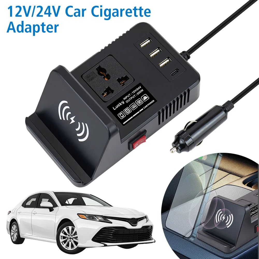 Car Charger For Laptop Charging Car Plug Converter Automotive Inverter 12/24V Car Inverter 3 Fast Charging USB Voltage Converter