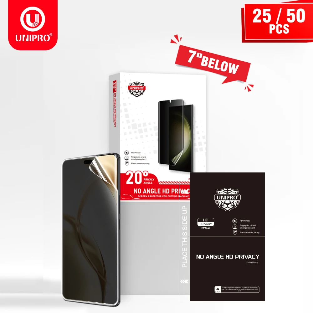 

Пленка UNIPRO 25, 50 шт., антишпионская, для плоттера, черная, гидрогелевая, для защиты экрана, для резака MX-9T