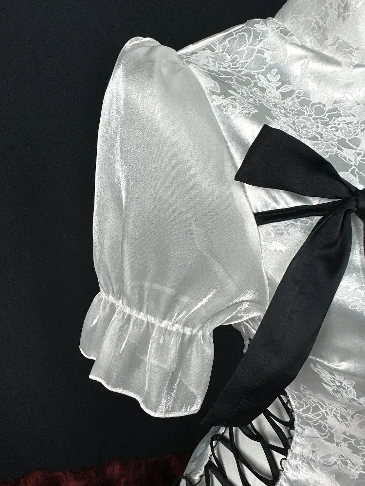 Stand Collar Slit New Chinese Maid Dress National Style Cheongsam Pyjamas Mini Dress for Women Anime Halloween Costumes Cosplay