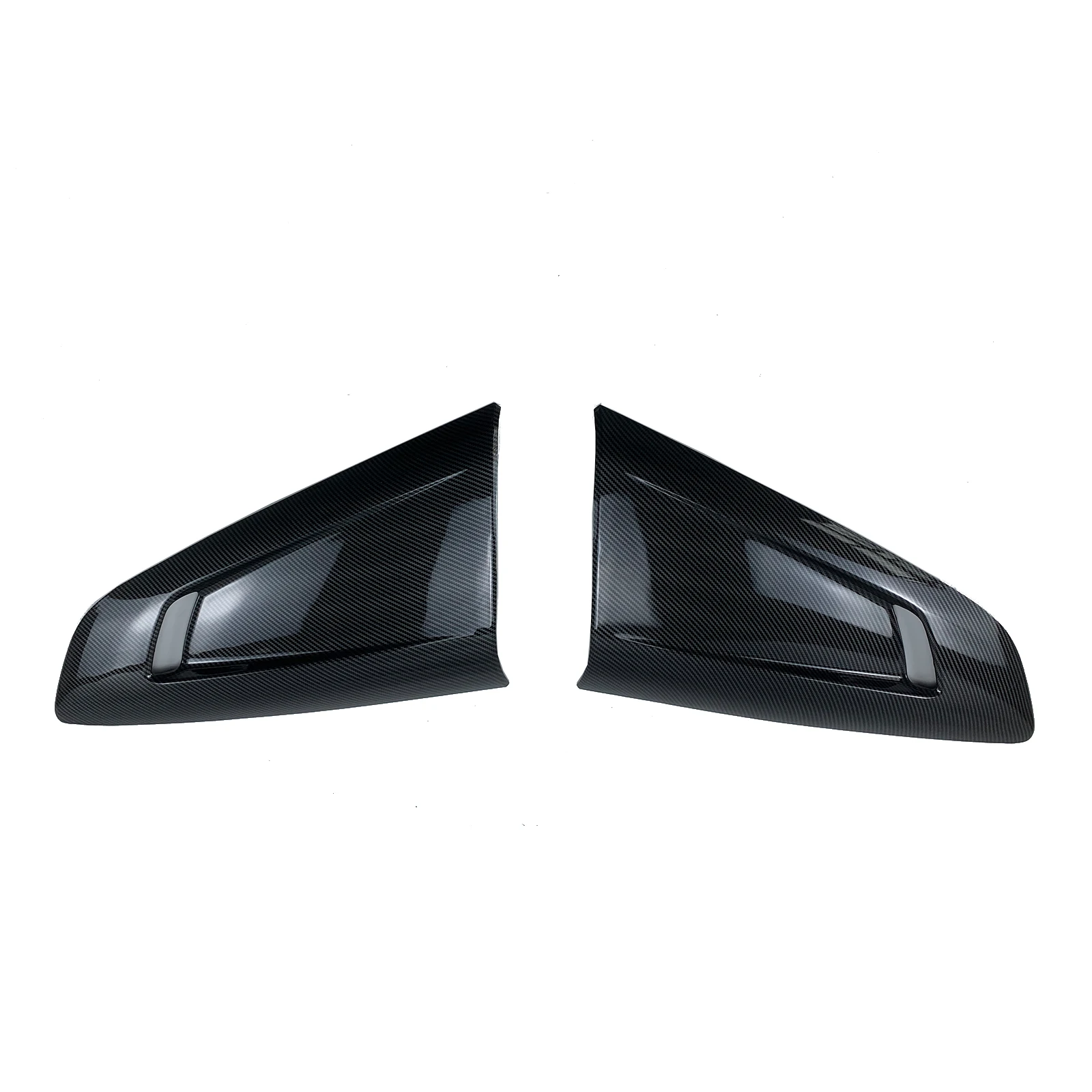 A Pair Car Rear Louver Trim For Ford Mustang 2015-2022 Windows Shutter Cover Vent Scoop Decoration Carbon Fiber Style ABS