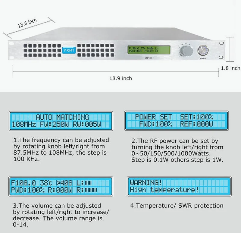 Wireless Stereo Broadcasting Range 87.5-108mhz 80W Fm Broadcast Transmitter 80 Watt