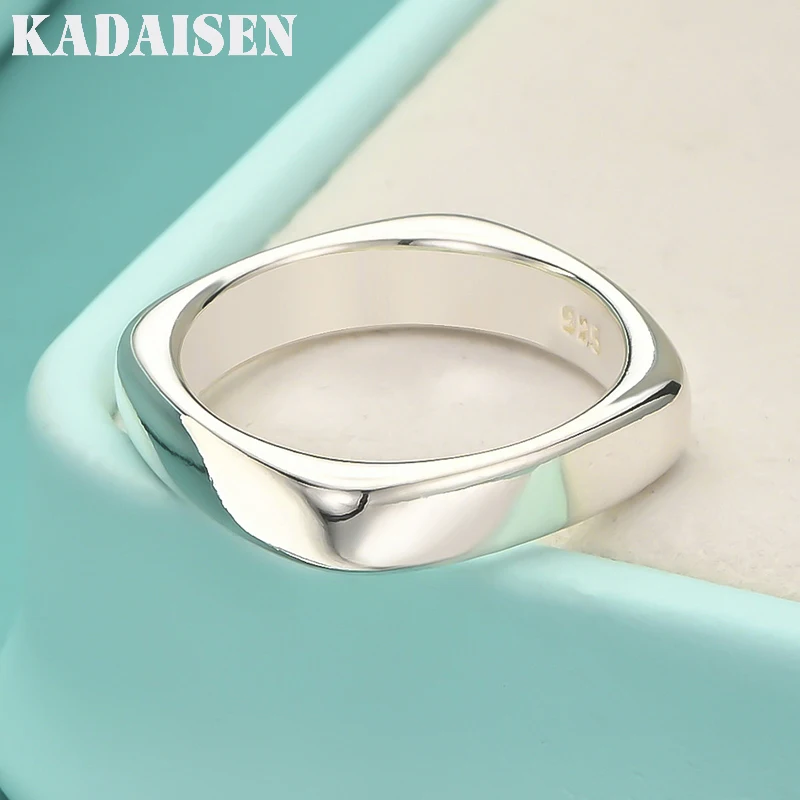 925 Sterling Silber glatter runder quadratischer Ring für Damen und Herren, Hochzeit, Charm, Verlobung, Party, Modeschmuck