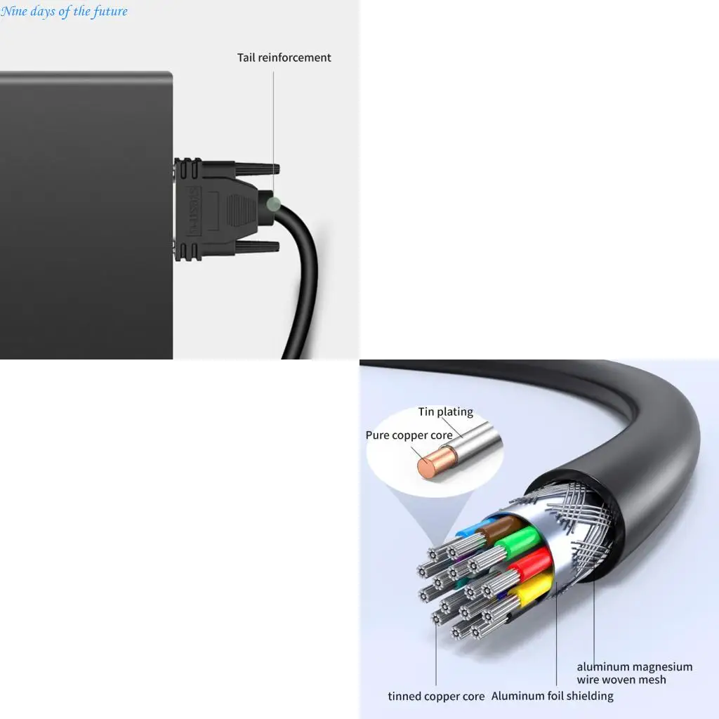 DB15 Female to Male Wire High Performances Cable Double Shielding Aluminum Foil Braide Stability Optimized E65A