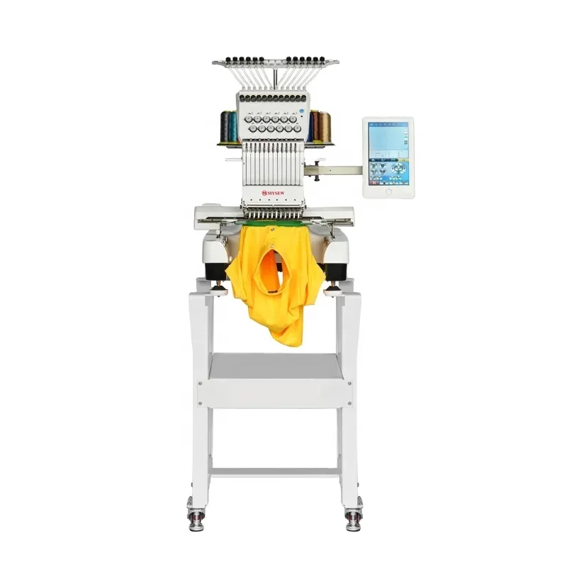 MYSEW MFS1200 Automatic Computerized Single Head Multi-Needle High Quality Custom Cap Shirt Industrial Embroidery Machine Prices