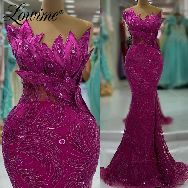 Aso Ebi Mermaid Prom Dresses Long Crystals Evening Formal Party Second Reception Birthday Engagement Gowns Robe De Soiree 2024