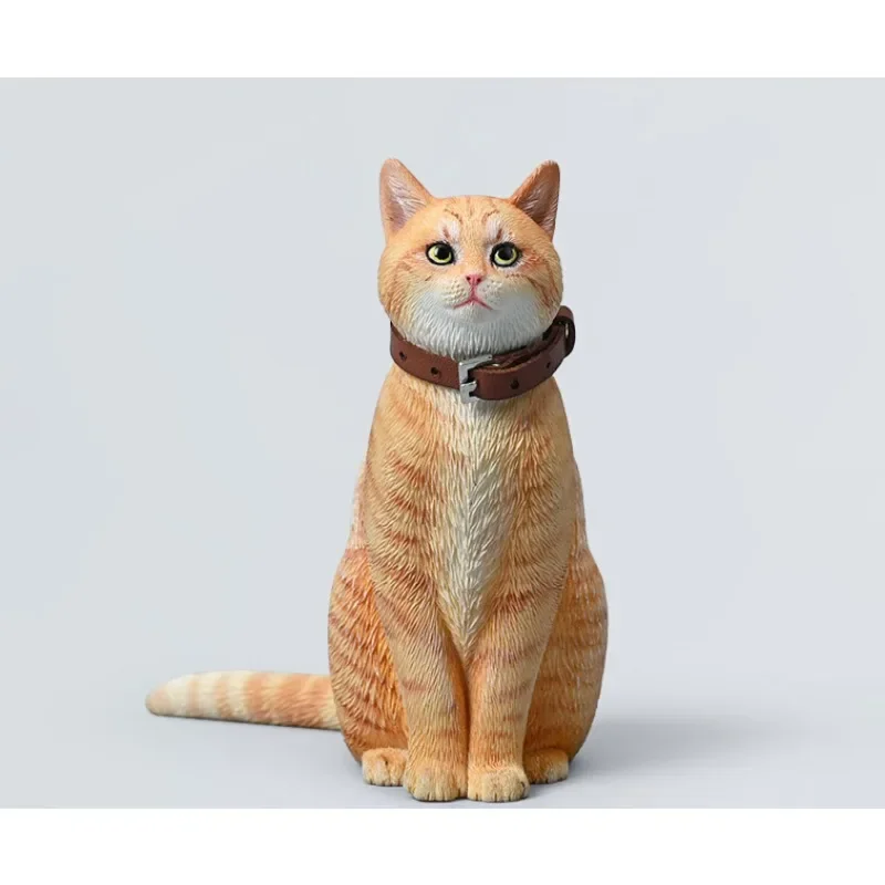 JXK 1/6 Scale Chinese Countryside Cat Model Simulation Resin Cat with Collar Model for 12inch Figures Colletions Toys