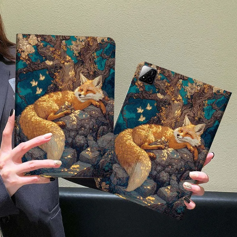 

Cartoon Fox Stone Tree For Xiaomi Redmi Mi Pad 5 6 6s 7 SE Pro Max Ultra 12.4 12.5 14 inch Tablet Case