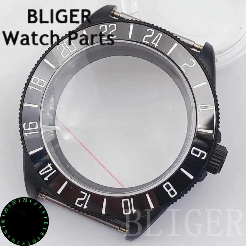 BLIGER 40 мм лягушка 100 м сталь с покрытием для дайвинга золото розовый черный матовый корпус часов куполообразный сапфир подходит для механизма NH34 NH35 ETA2824 PT5000
