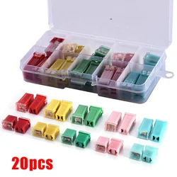 20Pcs Mini Car Fuse Combination Kit Square Fuse 20A 30A 40A 50A 60A AMP Set Automotive Car Fuse With Plastic Box