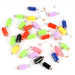 20pcs/lot Mixed Random Color Resin Pencil Shape Charms Pendants DIY Keychain Earrings for Jewelry Making Accessories