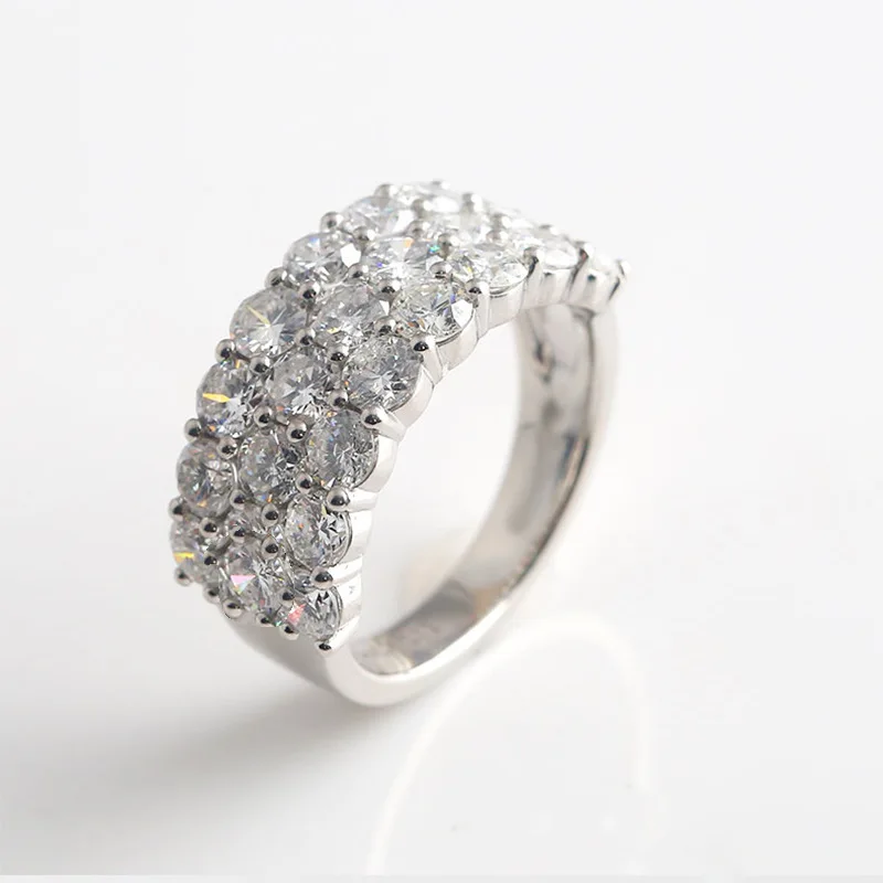 GICA GEMA 100% 925 Sterling Silver Full Round Simulated Moissanite Diamond Wedding Engagement Ring For Women Fine Jewelry Gift