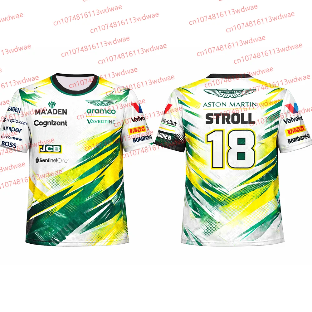 

Футболка Aston Martin для мужчин, гоночный костюм, гонки в Испании, Фернандо Алонсо 14, дышащая футболка, Ланс Стролл 18, велокостюм