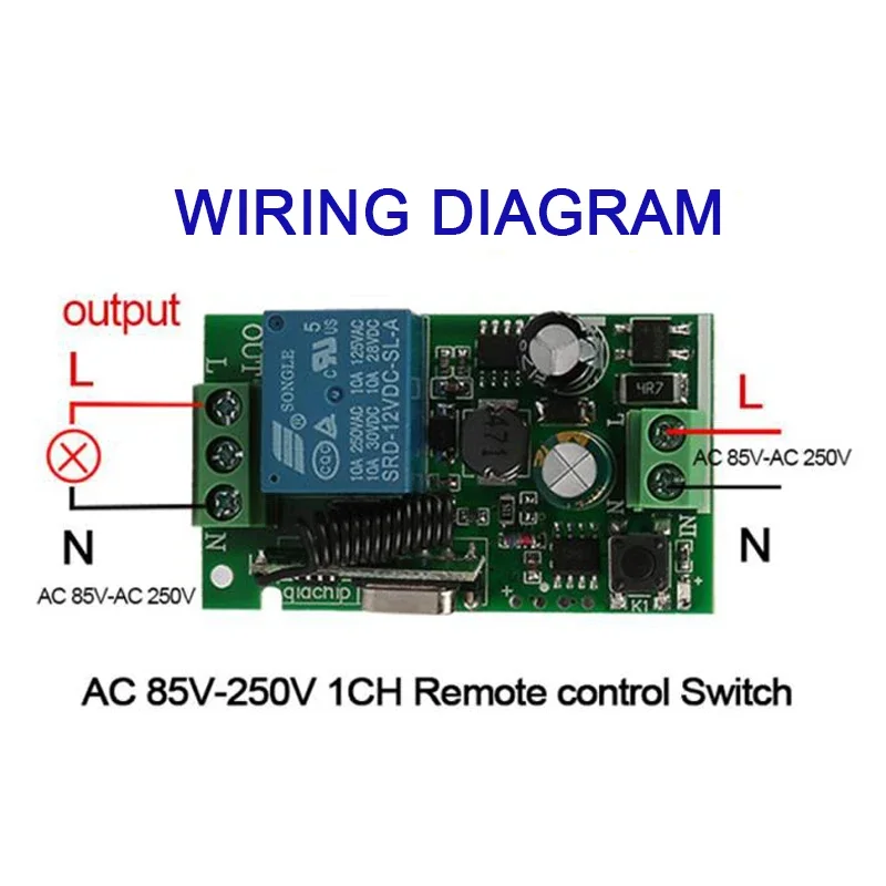 GERMA 433Mhz bezprzewodowy przełącznik zdalnego sterowania AC 85V ~ 250V 110V 220V 1CH moduł przekaźnika odbiorczego + nadajnik RF do drzwi