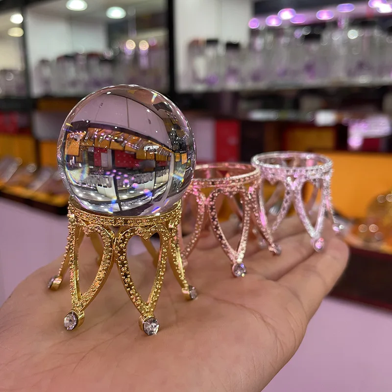 Support de boule de cristal en métal couronne, présentoir de sphère, décoration de bureau et de maison, accessoires de photographie