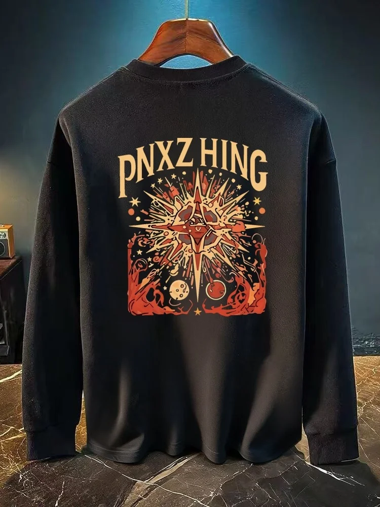 

Модная футболка из чистого хлопка с длинным рукавом, свободного кроя, весенне-осенняя, повседневная, с графическим принтом, для молодежи, с прямым низом, стандартного размера.