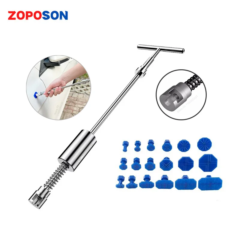 Car Dent Repair Kit, Zoposon Get Professional Results With Our Metal T-Handle Puller And Plastic Glue Tabs! (Without Glue Gun)