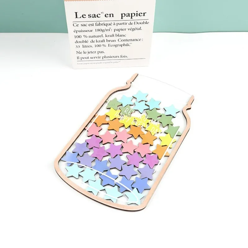 Immagine 5: Set da 47 Pezzi: Barattolo a Forma di Stella in Legno, Sistema di Ricompense per Bambini, Strumento di Motivazione per lo Studio, Decorazione da Scrivania, Contenitore per Risparmi