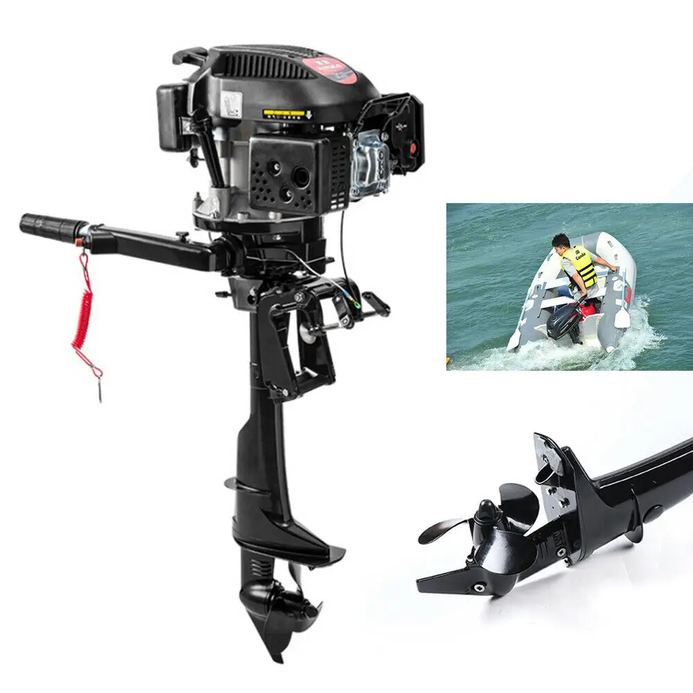 6HP 4 Stroke Outboard Motor 140CC 3.75KW Inflatable Fishing Boat Engine with TCI Air Cooling System 15" Short Shaft 4500-5500RPM