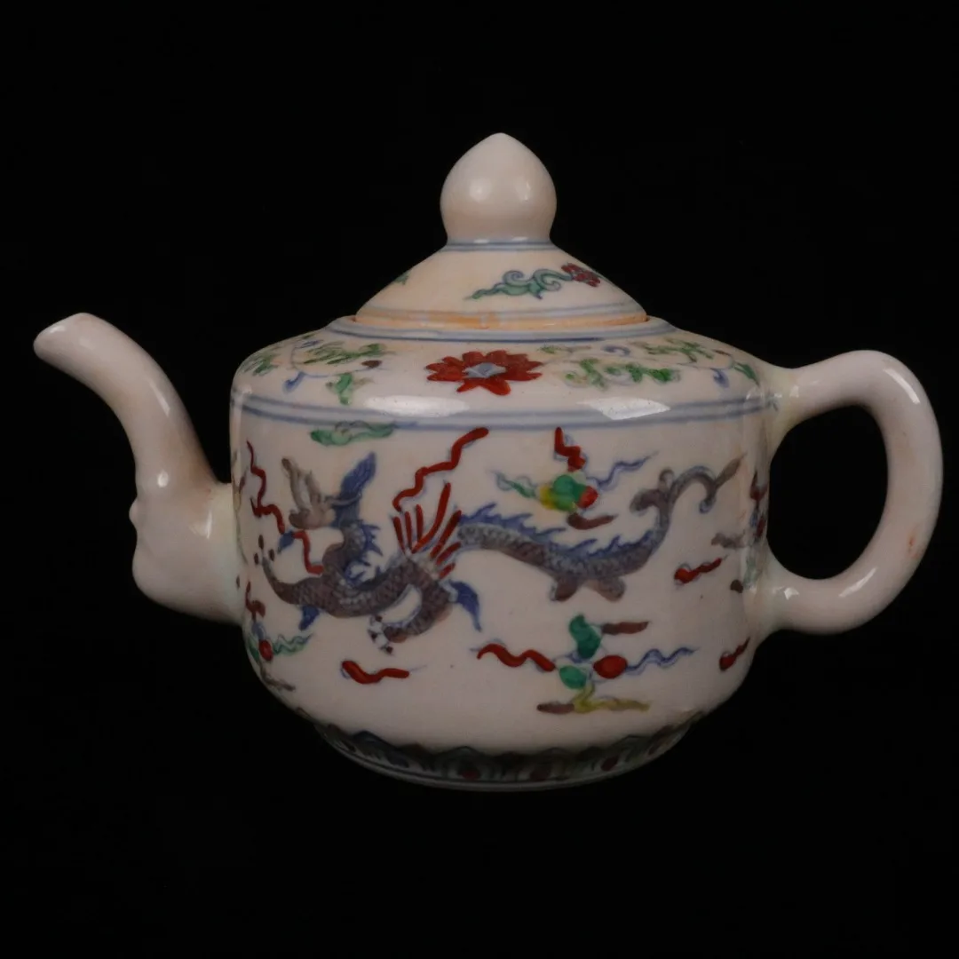 Doucai Shuanglong Chengxiang Pattern Holding Pot Jingdezhen Antique Porcelain Decoration