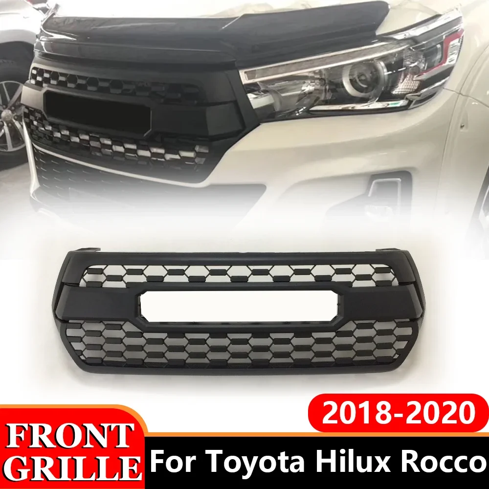 Modified Front Bumper Mask Mesh Cover Abs Grille Grid Compatible For Toyota Hilux Rocco 2018 2019 2020 Car Led Racing Grills
