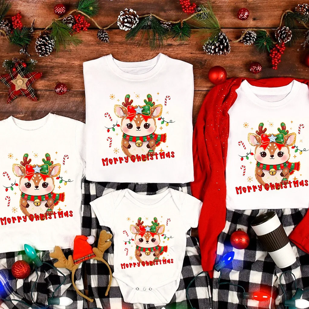 メリークリスマス家族お揃いシャツママパパキッズシャツベビーロンパースファミリーシャツクリスマスギフト2025クリスマスホリデー服