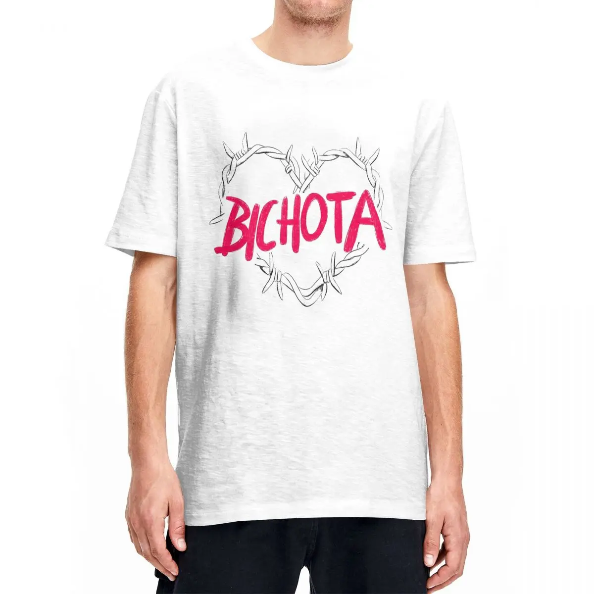 Vintage T-Shirt Bichota Heart Pencil Drawing 100 Cotton T-Shirts Karol G Tee Shirt for Man Beach Casual Short Sleeve Clothing