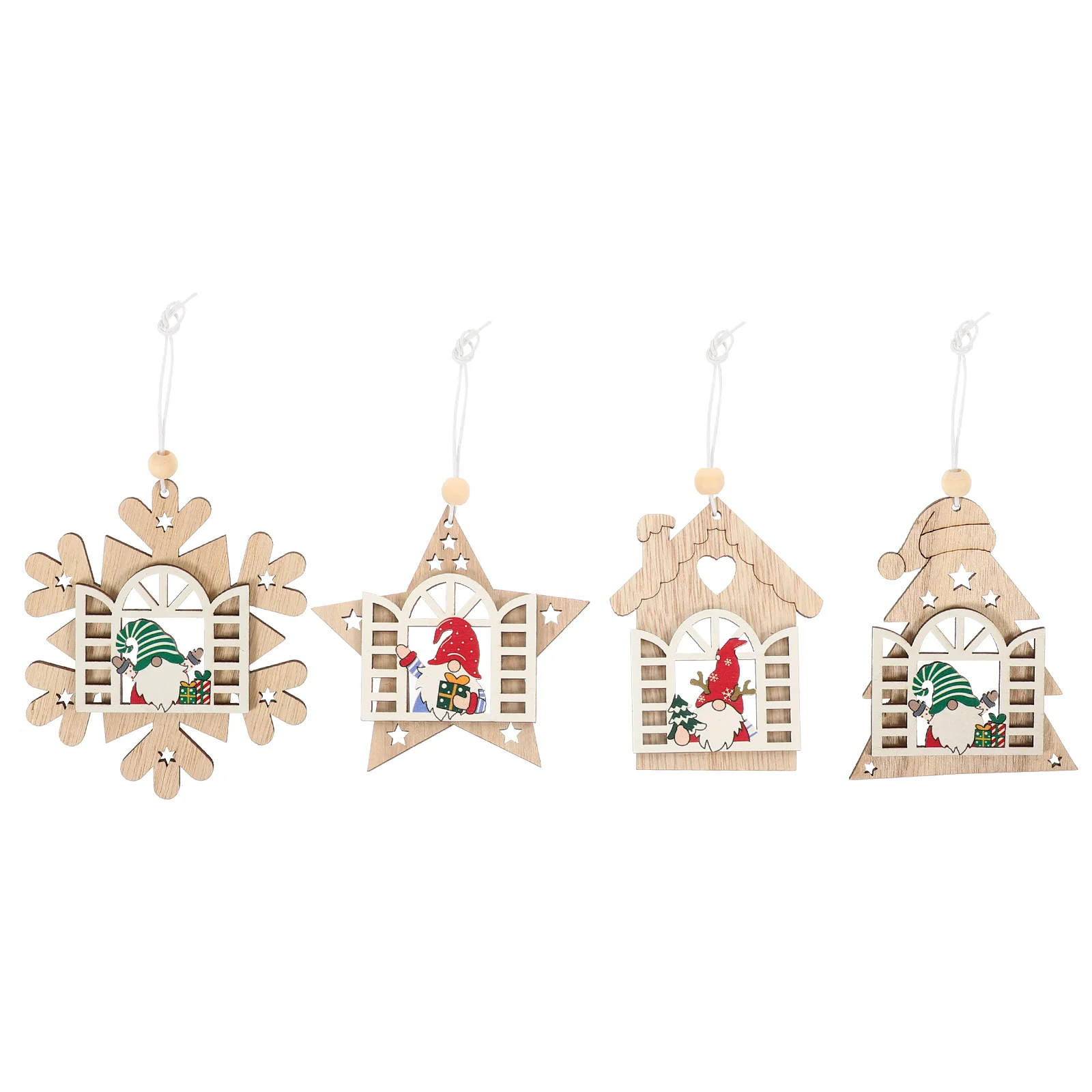 

12Pcs Christmas Wooden Tree Ornaments Sturdy Hanging Pendants Festive Xmas Party Favor Decoration Christmas Ornaments