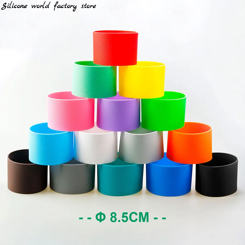 

16 Colors 8.5CM Silicone Cup Cover Stripes Non-slip Heat For Glass Cup Sleeve 85MM Insulated Water Bottle Cup Sleeve