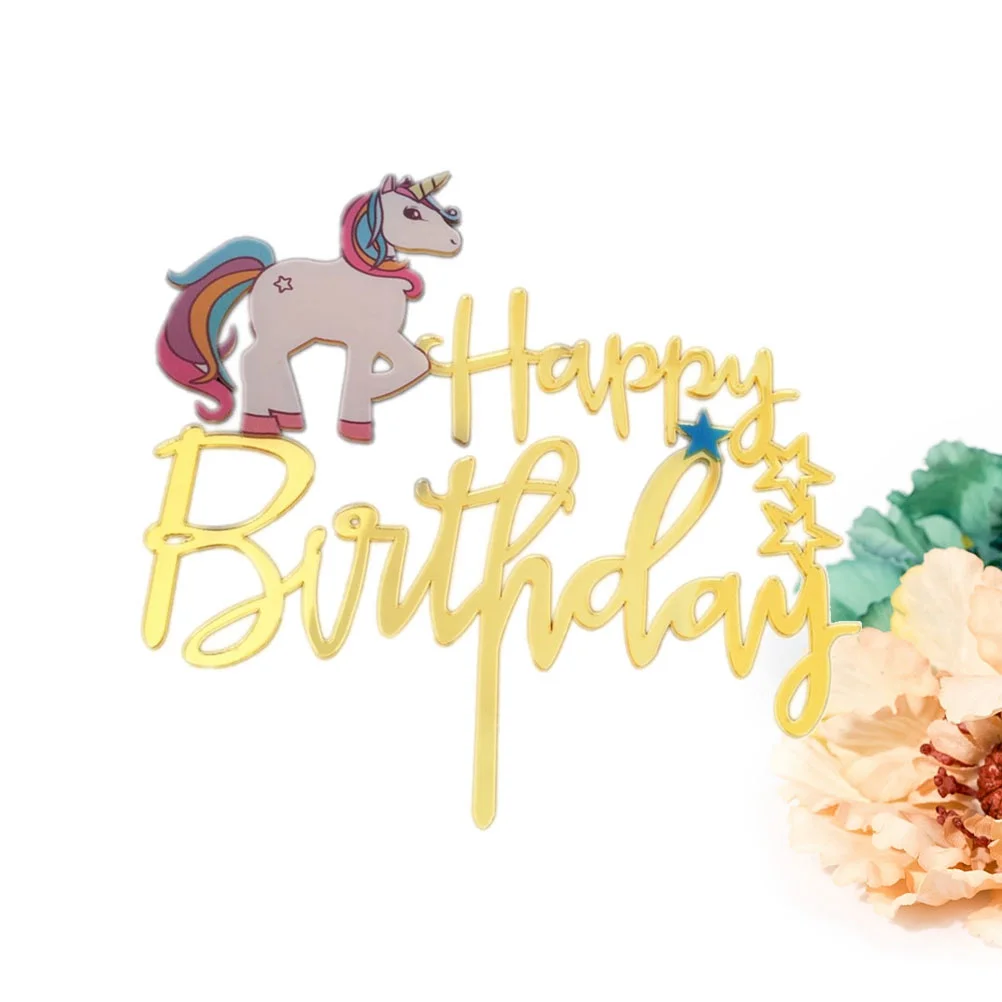 

Creative Cake Topper Acrylic Material Birthday Party Decor for Cupcakes Fruit Cheese Ice Cream Decoration Insert