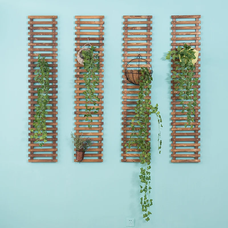 Valla de madera anticorrosión, marco de escalada de pared, colgante de pared, marco de escalada de plantas decorativas, estante de flores de rejilla