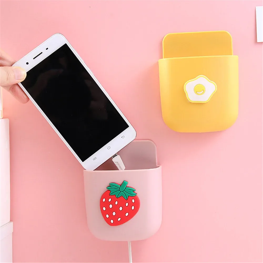 Cute Storage Rack Desk Organizers Pen Holder Self-adhesive Box Desktop Organizer Remote Control TV Mobile Phone Case Holder