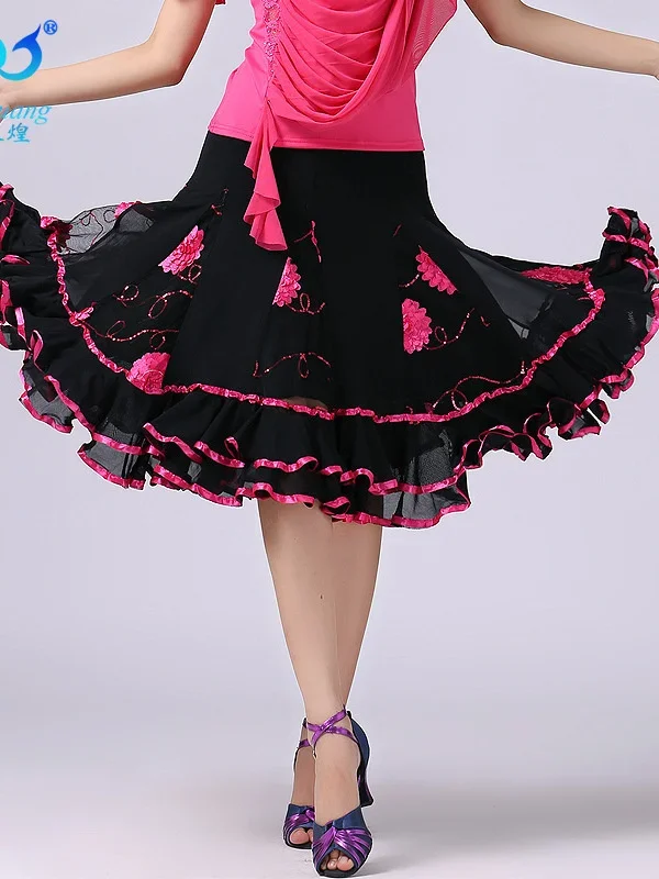 Elegant Ballroom Soft Dance Skirt Women New Style Casual Costume Long Swing Skirt For Flamenco Rumba Waltz Dancewear